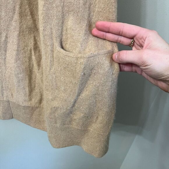 H&M Cashmere Womens Open Front Cardigan Biege Size S Long Sleeve Sweater Pockets - Picture 4 of 9